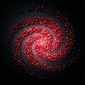 Pomegranate arils meticulously arranged on a dark surface to form a perfect, spiraling galactic shape Royalty Free Stock Photo