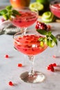 Pomegranate Basil Martini or Gin Smash Cocktail Royalty Free Stock Photo