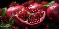 Piece of Pomegranate berry fruit with seeds