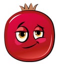 Pomegranate cartoon. Comical face. Vector illustration. Fruit with eyes