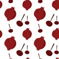 Pomegranate and cherry seamless pattern on white background. Fruit juicy texture for print Royalty Free Stock Photo