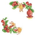 Pomegranate corner frame decorative elements