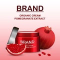 Pomegranate cream concept background, realistic style