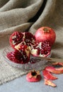 Pomegranate, cut into pieces. Royalty Free Stock Photo