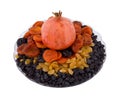 Pomegranate, dried apricots, prunes and raisin