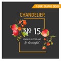 Pomegranate, Flowers and Leaves. Exotic Tropical Banner