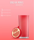 Pomegranate fresh juice concept background, realistic style