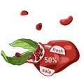Pomegranate fresh sale label on white isolated backdrop stock vector illustration
