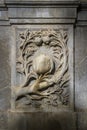 Pomegranate fruit carved in stone, emblem of the city Granada, Spain