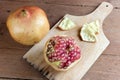 Pomegranate fruit cut dissect