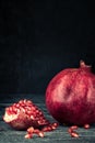 Pomegranate fruit grain red Still life rural rustic style Royalty Free Stock Photo