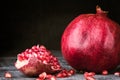 Pomegranate fruit grain red Still life rural rustic style Royalty Free Stock Photo