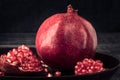 Pomegranate fruit grain red Still life rural rustic style Royalty Free Stock Photo