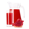 Pomegranate fruit juice in glass pitcher Royalty Free Stock Photo