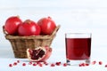 Pomegranate fruit and juice Royalty Free Stock Photo