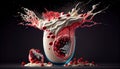 Pomegranate Fruit Juice Splashing Over on Dark Background AI Generative Royalty Free Stock Photo
