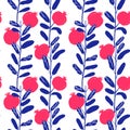 Pomegranate fruit tree seamless pattern in hand drawn style Royalty Free Stock Photo