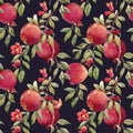 Pomegranate fruit vector pattern