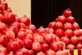 Pomegranate fruits. Red tropical fruit. Stack of ripe pomegranates Royalty Free Stock Photo