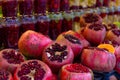 Pomegranate fruits on street market stall Royalty Free Stock Photo