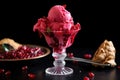 pomegranate gelato scooped humanely and served