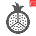 Pomegranate glyph icon, fruit and punica, garnet sign vector graphics, editable stroke solid icon, eps 10.