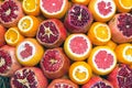 Pomegranate, grapefruit and oranges