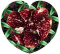 Pomegranate heart as a symbol of love