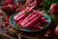 Pomegranate ice cream popsicles Royalty Free Stock Photo