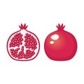 Pomegranate icon. Sliced pomegranate icon clip art. Clipart half of a pomegranate.