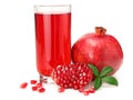 Pomegranate juice with pomegranate isolated on a white background