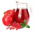 Pomegranate juice with pomegranate isolated on a white background