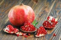 Pomegranate juice with ripe fresh punica granatum fruits