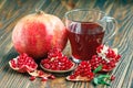 Pomegranate juice with ripe fresh punica granatum fruits Royalty Free Stock Photo