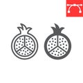 Pomegranate line and glyph icon, fruit and punica, garnet sign vector graphics, editable stroke linear icon, eps 10.