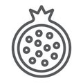 Pomegranate line icon, food and fruit, garnet sign, vector graphics, a linear pattern on a white background.