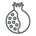 Pomegranate line icon, food and fruit, vitamin sign, vector graphics, a linear pattern on a white backgrond.