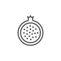 Pomegranate line outline icon fruit concept