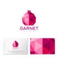 Pomegranate logo. Pomegranate fruit are similar to crystal. Identity, corporate style.