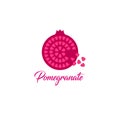 Pomegranate logo. Pomegranate emblem. Garnet and grains on a light background. Royalty Free Stock Photo