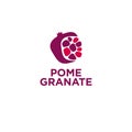 Pomegranate logo. Pomegranate emblem. Garnet and grains on a light background. Royalty Free Stock Photo