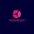 Pomegranate logo. Pomegranate emblem. Three colors on a dark background. Royalty Free Stock Photo