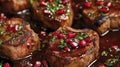 Pomegranate-Maple Glazed Lamb Chops Juicy grilled lamb chops with pomegranate and herbs Royalty Free Stock Photo