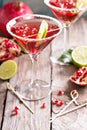 Pomegranate martini with lime Royalty Free Stock Photo