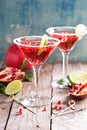Pomegranate martini with lime Royalty Free Stock Photo