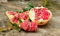 Pomegranate on old cement background