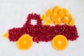 Pomegranate and orange as shape of lorry