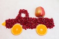 Pomegranate and orange as shape of lorry