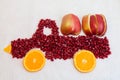 Pomegranate and orange as shape of lorry