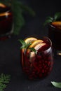 Pomegranate and orange cocktail with mint